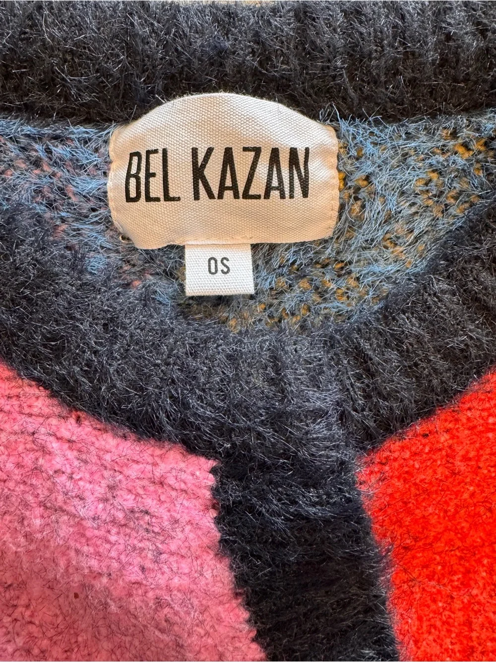 BEL KAZAN Oversized Heart Colorblock Cardigan Sweater Kimono OS Like New - Picture 4 of 5